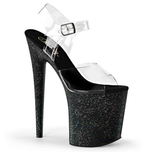 Pleaser Sandalette FLAMINGO-808MG Transparent Schwarz EU-37 / US-7