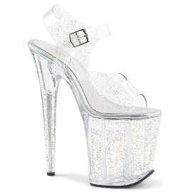 Pleaser Sandalette FLAMINGO-808MMG Transparent Silber...