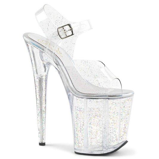 Pleaser Sandalette FLAMINGO-808MMG Transparent Silber EU-37 / US-7