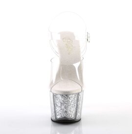 Pleaser Sandalette ADORE-708G Transparent Silber Glitter...