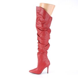 Pleaser CLASSIQUE-3011 Overknee Stiefel Kunstleder Rot EU-39 / US-9