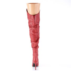 Pleaser CLASSIQUE-3011 Overknee Stiefel Kunstleder Rot EU-39 / US-9