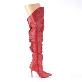 Pleaser CLASSIQUE-3011 Overknee Stiefel Kunstleder Rot EU-39 / US-9