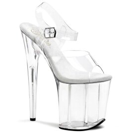Pleaser Sandalette FLAMINGO-808 Transparent Silber EU-39...