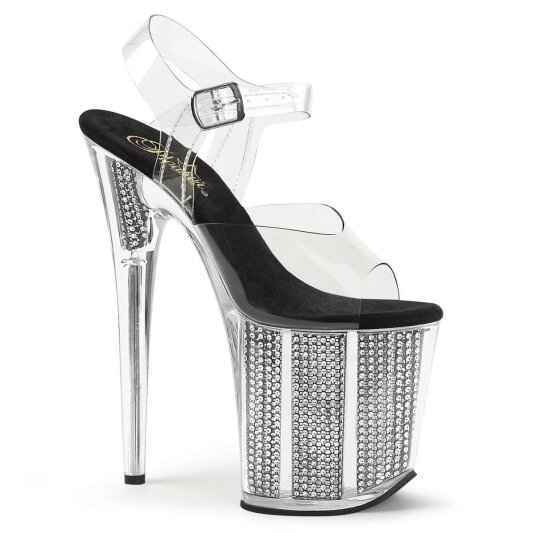 Pleaser Sandalette FLAMINGO-808SRS Transparent Silber EU-35 / US-5