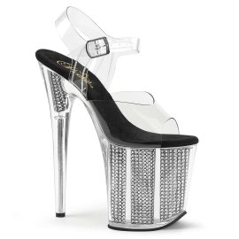 Pleaser Sandalette FLAMINGO-808SRS Transparent Silber...