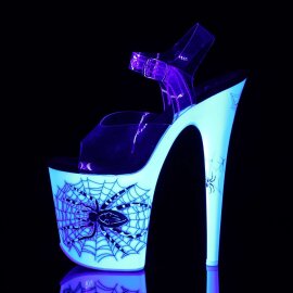 Pleaser Sandalette FLAMINGO-808SW Transparent Neon-Weiß EU-38 / US-8