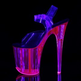 Pleaser Sandalette FLAMINGO-808UVT Transparent Neon-Pink EU-35 / US-5