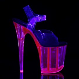 Pleaser Sandalette FLAMINGO-808UVT Transparent Neon-Pink EU-35 / US-5