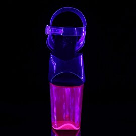 Pleaser Sandalette FLAMINGO-808UVT Transparent Neon-Pink...
