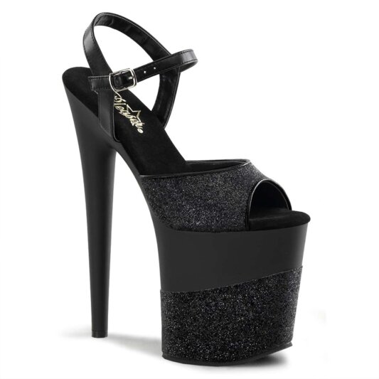 Pleaser Sandalette FLAMINGO-809-2G Schwarz Glitter EU-37 / US-7