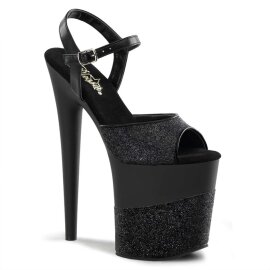 Pleaser Sandalette FLAMINGO-809-2G Schwarz Glitter EU-37...