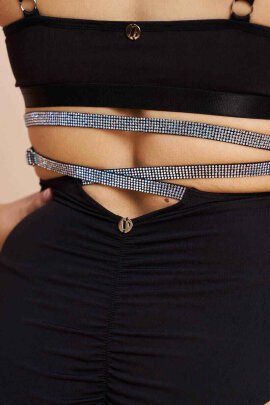 Lunalae Shorts High Waist Riley Diamante Schwarz XS