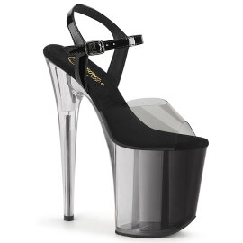Pleaser FLAMINGO-808T-1 Plateau Sandaletten Clear Rauch Schwarz EU-37 / US-7