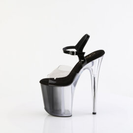Pleaser FLAMINGO-808T-1 Plateau Sandaletten Clear Rauch Schwarz EU-37 / US-7