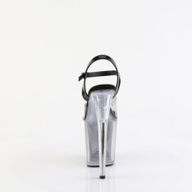 Pleaser FLAMINGO-808T-1 Plateau Sandaletten Clear Rauch Schwarz EU-37 / US-7
