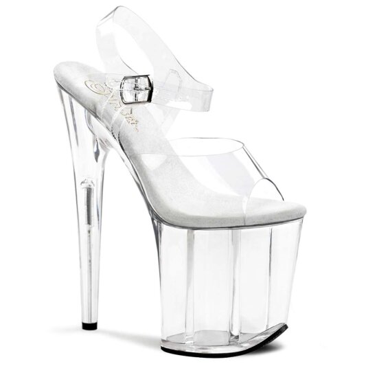 Pleaser Sandalette FLAMINGO-808 Transparent Silber EU-36 / US-6