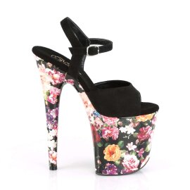 Pleaser Sandalette FLAMINGO-809WR Schwarz Flower EU-36 / US-6