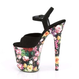 Pleaser Sandalette FLAMINGO-809WR Schwarz Flower EU-37 / US-7