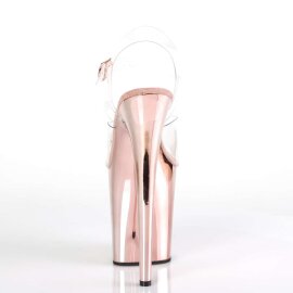 Pleaser Sandalette FLAMINGO-808 Transparent Rose-Gold Chrom EU-38 / US-8