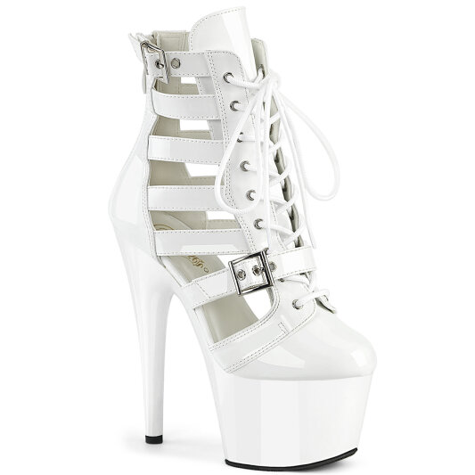 Pleaser ADORE-1013MST Plateau Stiefeletten Lack Weiß EU-40 / US-10