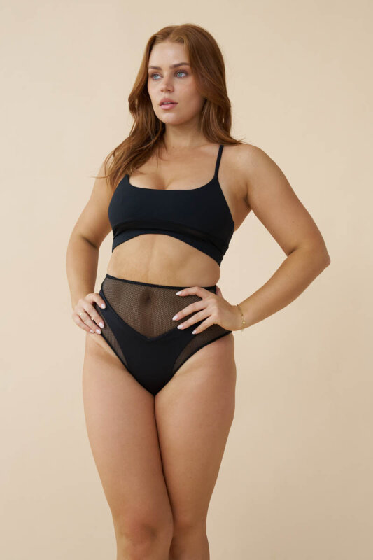 Lunalae Shorts High Waist Blake Mesh Schwarz XL