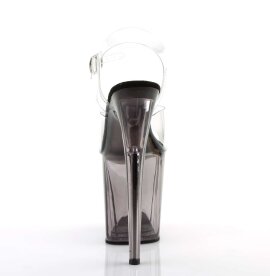 Pleaser Sandalette FLAMINGO-808T Transparent Silber Smoke EU-37 / US-7