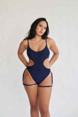 Lunalae Bodysuit Pixie Blau Schwarz Lurex S