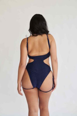 Lunalae Bodysuit Pixie Blau Schwarz Lurex S