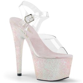 Pleaser Sandalette ADORE-708HMG Transparent Silber Multi Glitter B-Ware