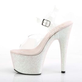 Pleaser Sandalette ADORE-708HMG Transparent Silber Multi Glitter B-Ware