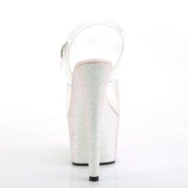 Pleaser Sandalette ADORE-708HMG Transparent Silber Multi Glitter B-Ware