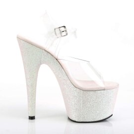 Pleaser Sandalette ADORE-708HMG Transparent Silber Multi Glitter B-Ware