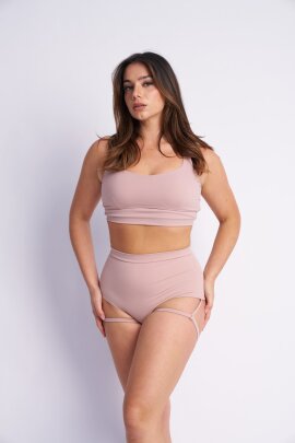 Lunalae Shorts Lure You High Waist Garter Taupe