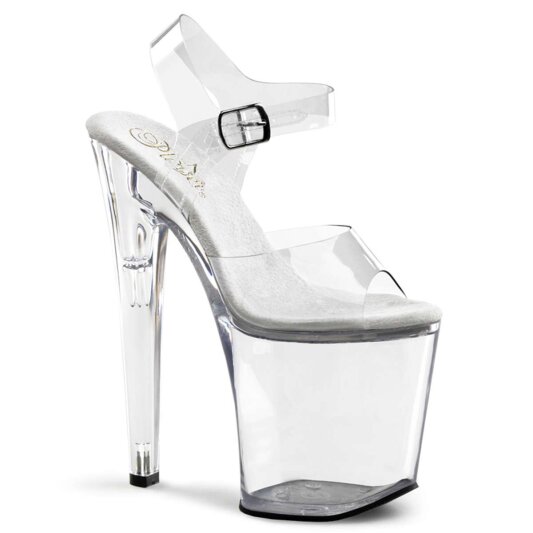 Pleaser Sandalette XTREME-808 Transparent Silber EU-38 / US-8