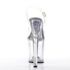 Pleaser Sandalette XTREME-808 Transparent Silber EU-38 / US-8