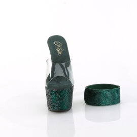 Pleaser BEJEWELED-712RS Plateau Pantoletten Clear Strass...