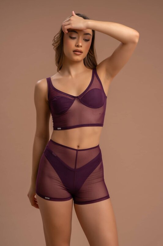 Paradise Chick Shorts Medusa Mesh Weinrot