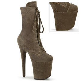 Pleaser FLAMINGO-1045VEL Plateau Stiefeletten Samt Khaki...