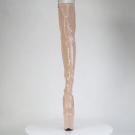 Pleaser FLAMINGO-3850 Plateau Overknee Stiefel Lack Beige...