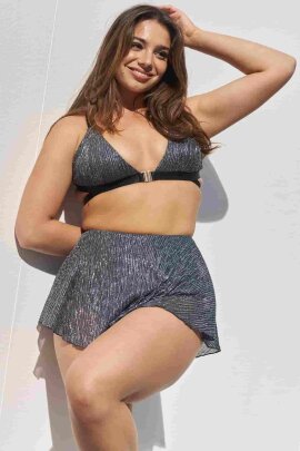 Lunalae Shorts Free Flow Silber–Schwarz Pleat Mesh XL