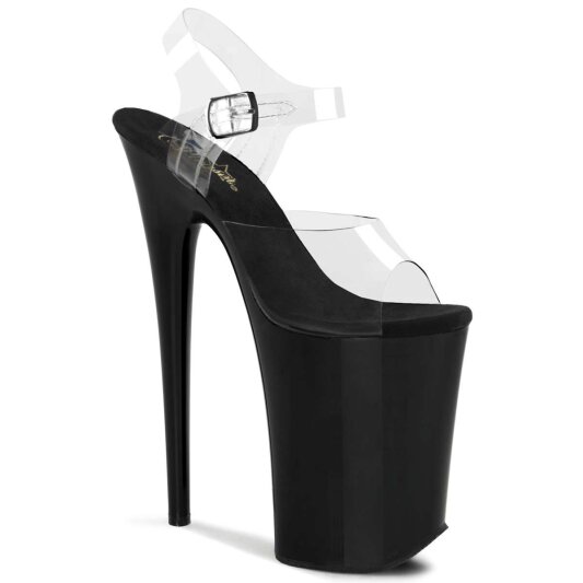 Pleaser Sandalette INFINITY-908 Transparent Schwarz EU-39 / US-9