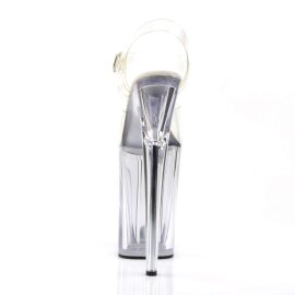 Pleaser Sandalette INFINITY-908 Transparent Silber EU-38 / US-8
