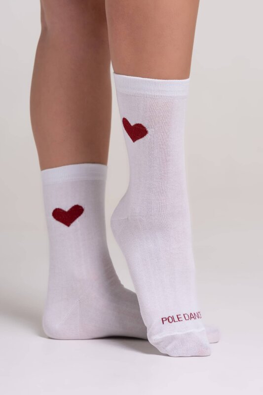Paradise Chick Supreme Poledance Socken mit Herzen Weiß