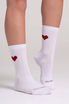 Paradise Chick Supreme Poledance Socken mit Herzen Weiß