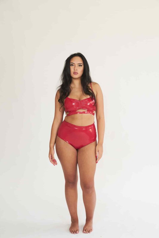 Lunalae Shorts High Waist Basic Lack-Optik Rot