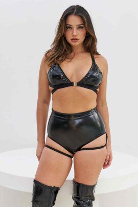 Lunalae Top Follow Me Lack-Optik Schwarz L