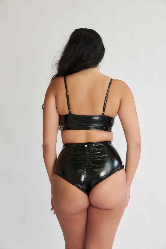 Lunalae Top Paige Lack-Optik Schwarz