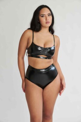 Lunalae Top Paige Lack-Optik Schwarz