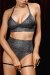 Polerina Shorts Bikini Silber Stardust mit abnehmbarem Garter L